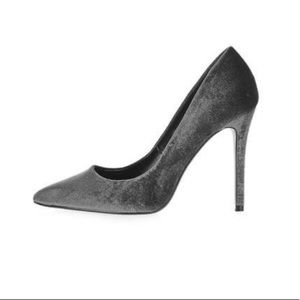 Topshop Metallic Gray Pointed-Toe Stiletto Pumps